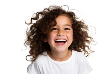 Foto op Plexiglas Studio portrait of a cute happy little girl with a beautiful smile isolated on transparent png background. © somsuda