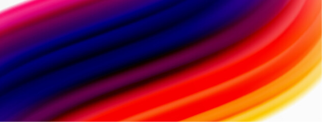 Rainbow color silk blurred wavy line background on white, luxuriously vibrant visually captivating backdrop. Stunning blend of colors reminiscent of rainbow, silky and gracefully blurred wavy pattern