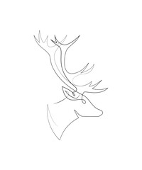 Deer line art icon. Deer continuous line drawing. Deer one line draw the graphic vector. Vector illustration