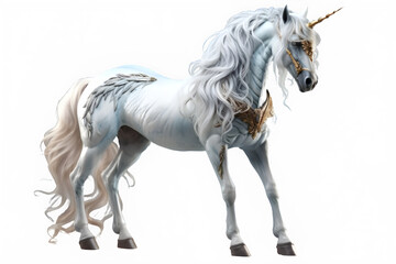 white unicorn png ,white horse isolated on transparent background ,generative ai