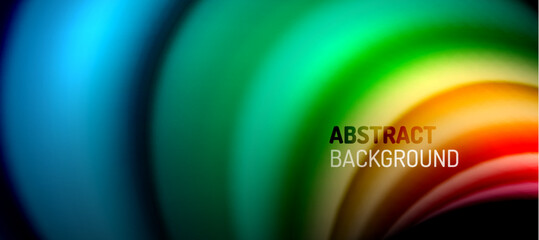 Rainbow color wave lines on black. Techno or business abstract background for posters, covers, banners, brochures, websites