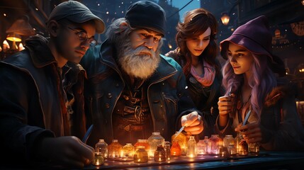 Obraz premium Wizards and witches in a modern world AI generated 