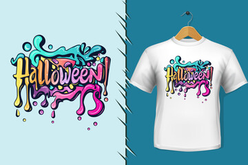 t-shirt and apparel trendy halloween colorful typography design