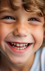 Fototapeta premium Extreme close-up of a smiling child