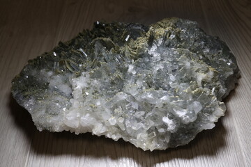 Quartz crystal Russia . Rock crystal druse. Crystal smoky quartz rauchtopaz 