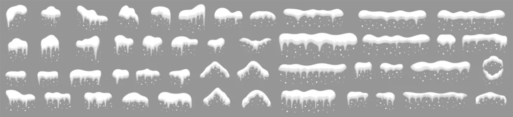 Fotobehang Snow caps, snowballs and snowdrifts set template © 4zevar