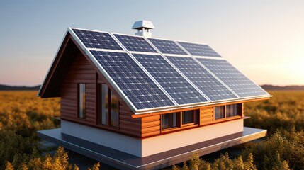 Fototapeta premium Solar panel on factory or house roof top. Photovoltaic power supply systems. Solar power plant. The source of ecological renewable energy, environment, power, technology