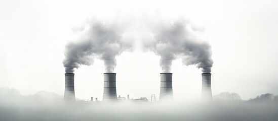 One power plant chimney emitting thick smoke