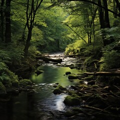 stream in the forest generated by AI