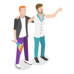 3D Isometric Flat Vector Illustration of LGBT Community, Social Diversity, Gay Relationship. Item 5