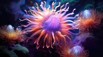 Naklejka na ściany i meble Beautiful anemone on tropical coral reef