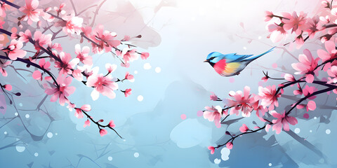 cherry blossom branch with sky background