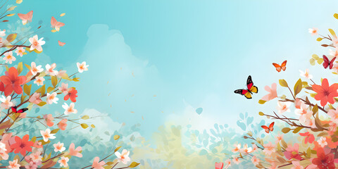 Spting background with butterfly