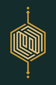 geometric gold hexagon design on dark background clip art preview