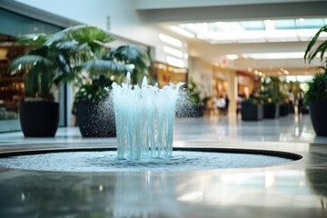 Obraz na płótnie Canvas water fountain centerpiece in a mall - Mall Oasis - AI Generated