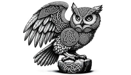  Illustration of a Celtic-inspired owl