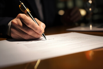 Signing a Document - Agreement Being Signed, Close Up of a Contract Signing - AI Generated - obrazy, fototapety, plakaty