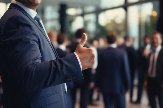 Thumbs up from a supervisor - Positive feedback and salary raise - Business Environment Close Up - AI Generated