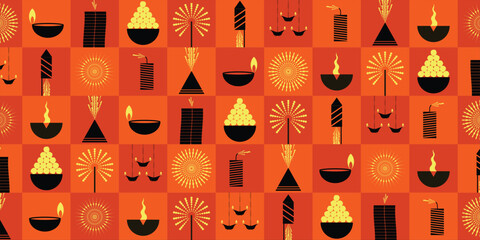 diwali seamless set repeat background for banner, poster, gift wrap.