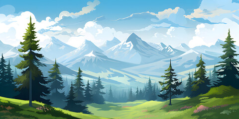 Mountain landscape with sky background