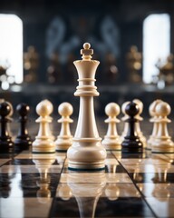 chess board game strategy management thinking crown and pawn chess leisure game competition challenge victory concept