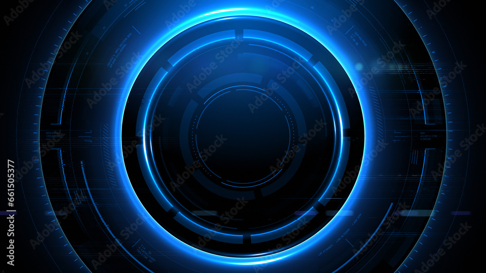 Poster technology background. round hud futuristic interface target. circle element digital information. se