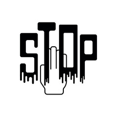 Do not touch with hands. Prohibitory sign with hand. Vector illustration