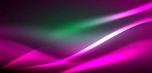 Dynamic waves in ethereal glow of neon lights. Concept merges fluidity of motion with vibrant allure of neon, crafting entrancing backdrop that embodies both vitality and futuristic sophistication