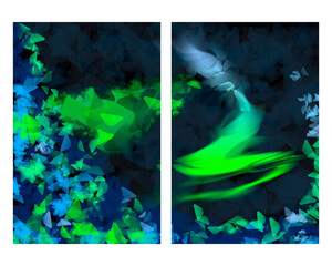 set of abstract space backgrounds blue and green colors for decoration
