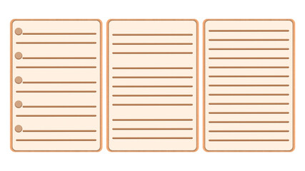 set of vertical striped sheets for notes realistic illustration light beige color png