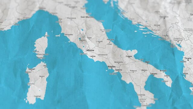 Italy, Paper Travel Map, Slider Shot