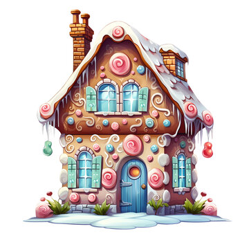 Cute Bread House In Christmas Clipart Illustration