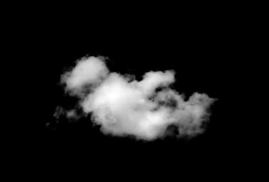 Set of white clouds or smog for design isolated on a black background.	
