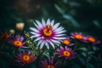 A photo of a flower, in a transcendent botanical garden, taken by a DSLR camera, 