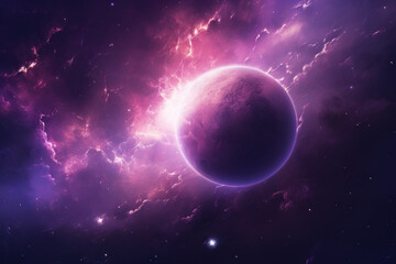 Obraz na płótnie Canvas space and cosmos with purple planet.