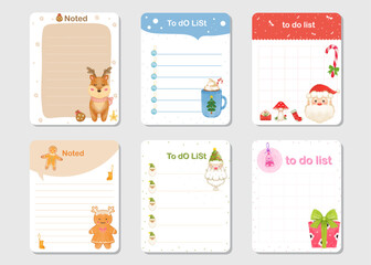 design elements for Christmas notebook, diary, stickers and other template. vector, illustration.