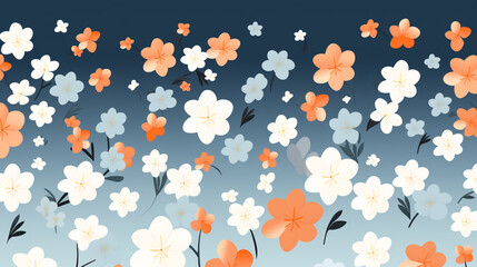 Fototapeta na wymiar Dense minimalist flower vector art pattern with colors isolated on a nice background. This flower pattern is repeated in a random order.