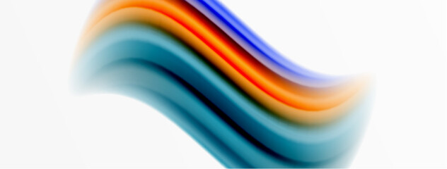 Rainbow color silk blurred wavy line background on white, luxuriously vibrant visually captivating backdrop. Stunning blend of colors reminiscent of rainbow, silky and gracefully blurred wavy pattern