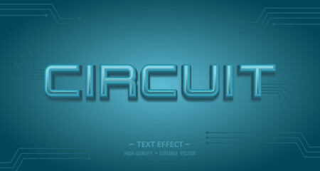 Fototapeta na wymiar Circuit text, technology style editable vector graphic. elegant text effect. blue text effect. SVG format