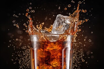 Cola soda with splash. Wallpaper. Backdrop