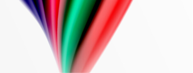 Rainbow color silk blurred wavy line background on white, luxuriously vibrant visually captivating backdrop. Stunning blend of colors reminiscent of rainbow, silky and gracefully blurred wavy pattern