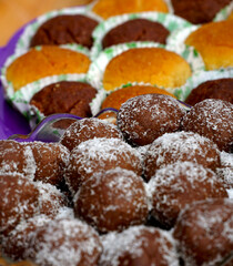 Closeup homemade chocolate ball candies