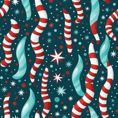 Obraz premium A colorful seamless holiday pattern for Christmas gift decorating