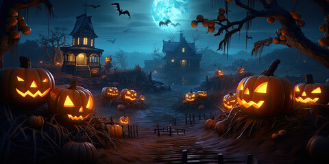 Fototapeta na wymiar halloween background with pumpkins.