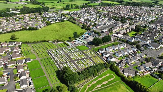 Aerial video of Ballymoney Cemetery Ballymoney Town Co Antrim Northern Ireland