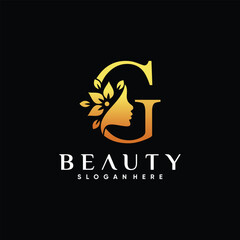 Luxury beauty logo design with golden style color
