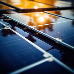 blue solar panels in sunlight, nature, blue and yellow, energy, clean