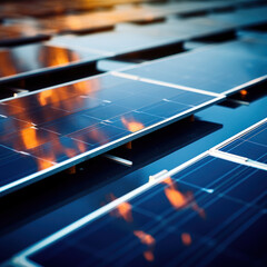 blue solar panels in sunlight, nature, blue and yellow, energy, clean