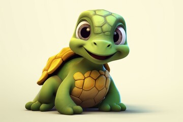 Fototapeta premium Unique Green turtle. Cute art smile. Generate Ai