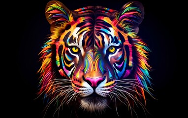 Beautiful and majestic tiger, bright and colorful tiger head.